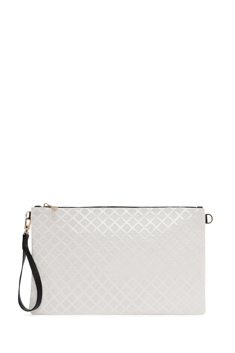 Women's White Long Chain Strap Clutch Bag