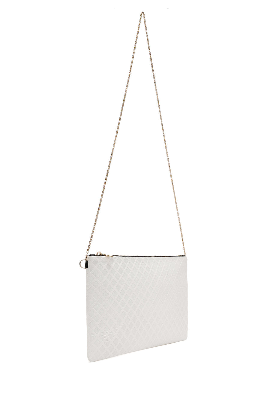 Women's White Long Chain Strap Clutch Bag