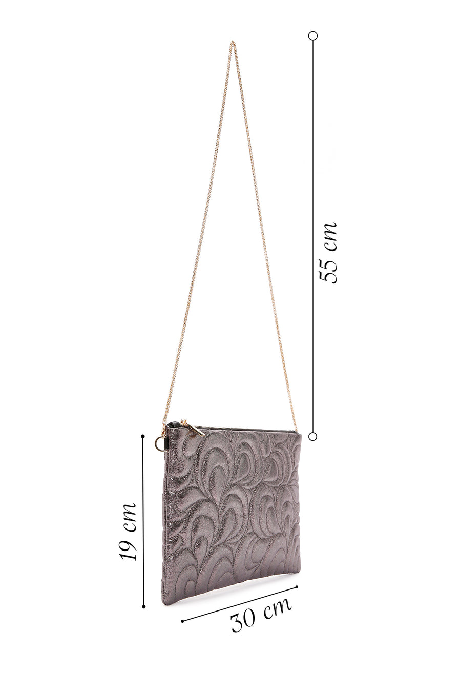 Women's Bronze Long Chain Strap Quilted Clutch Bag