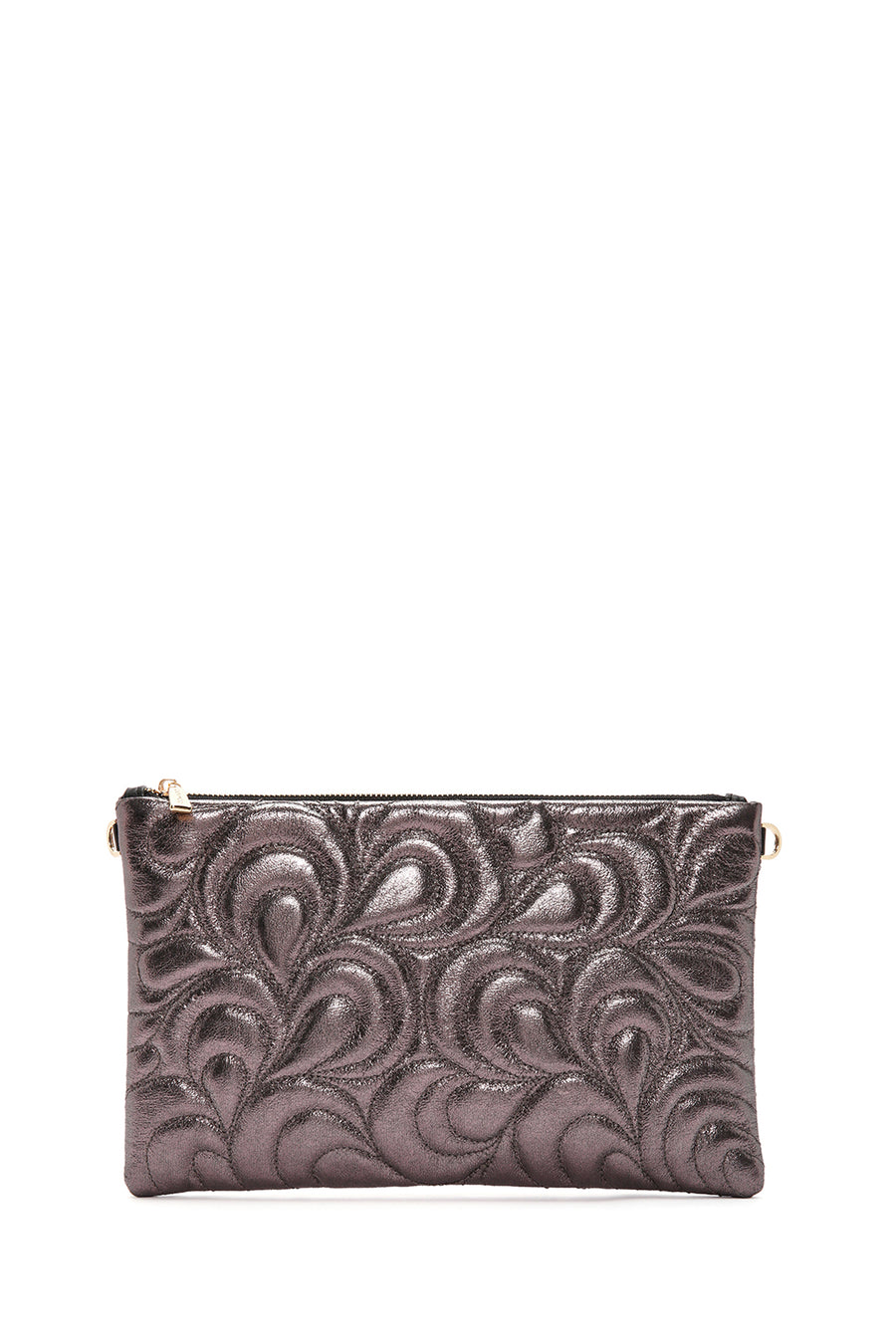 Women's Bronze Long Chain Strap Quilted Clutch Bag