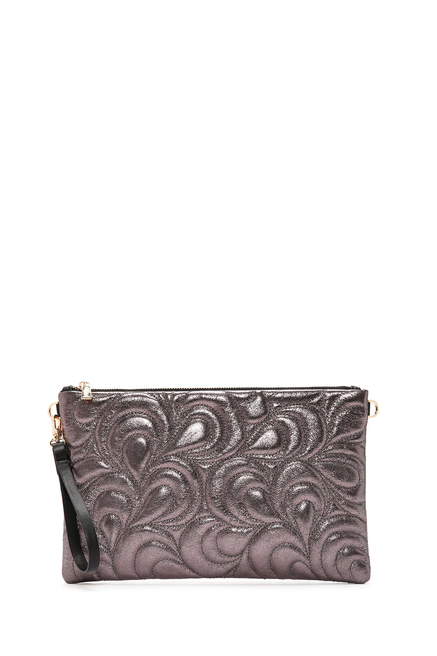 Women's Bronze Long Chain Strap Quilted Clutch Bag
