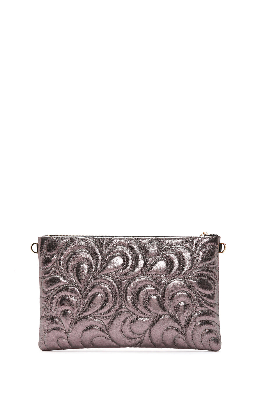 Women's Bronze Long Chain Strap Quilted Clutch Bag