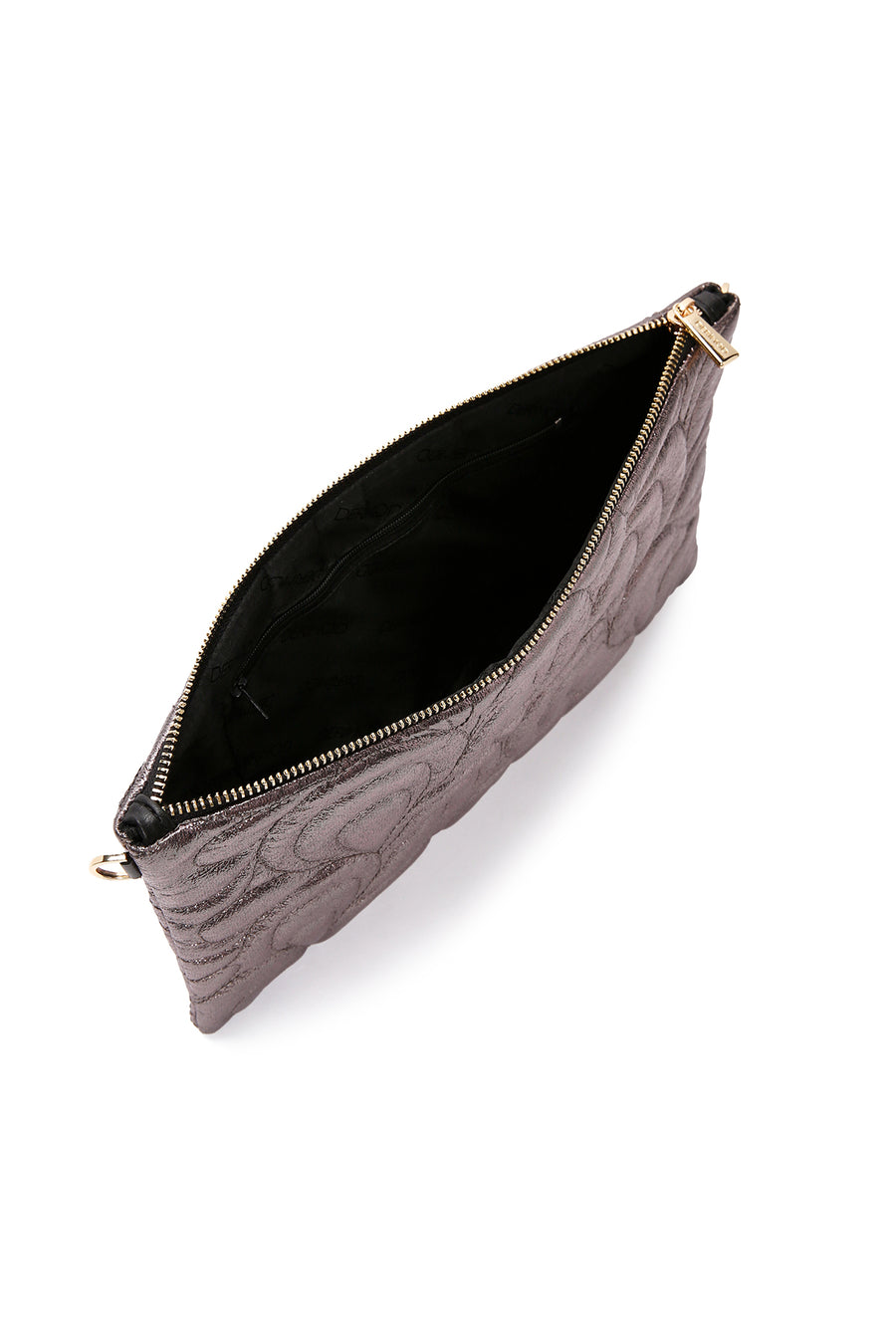 Women's Bronze Long Chain Strap Quilted Clutch Bag