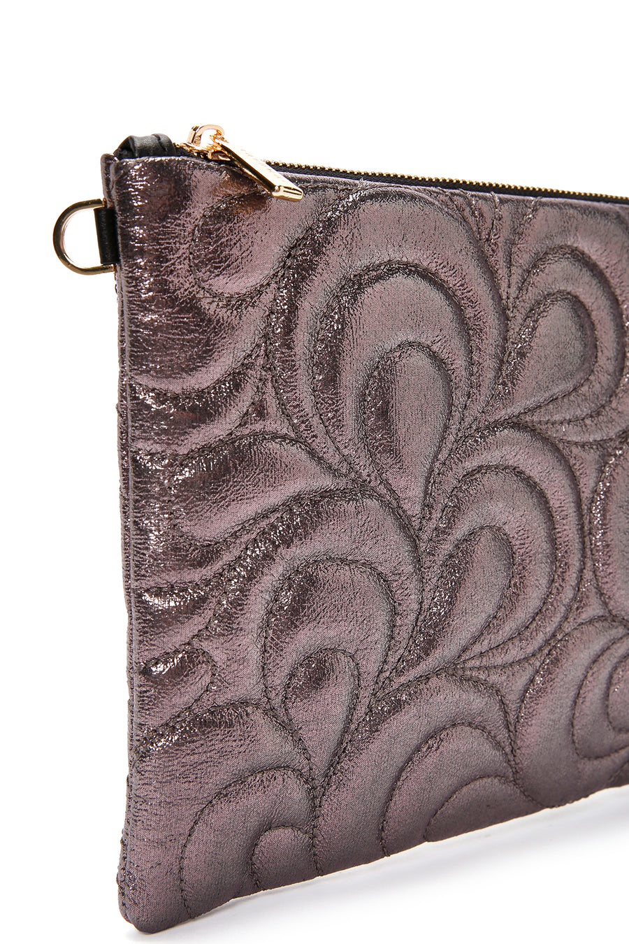 Women's Bronze Long Chain Strap Quilted Clutch Bag