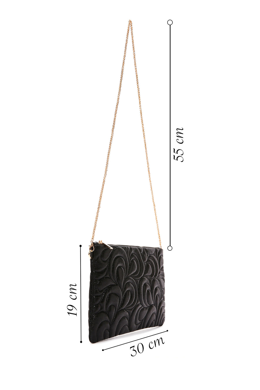 Women's Black Long Chain Strap Quilted Clutch Bag
