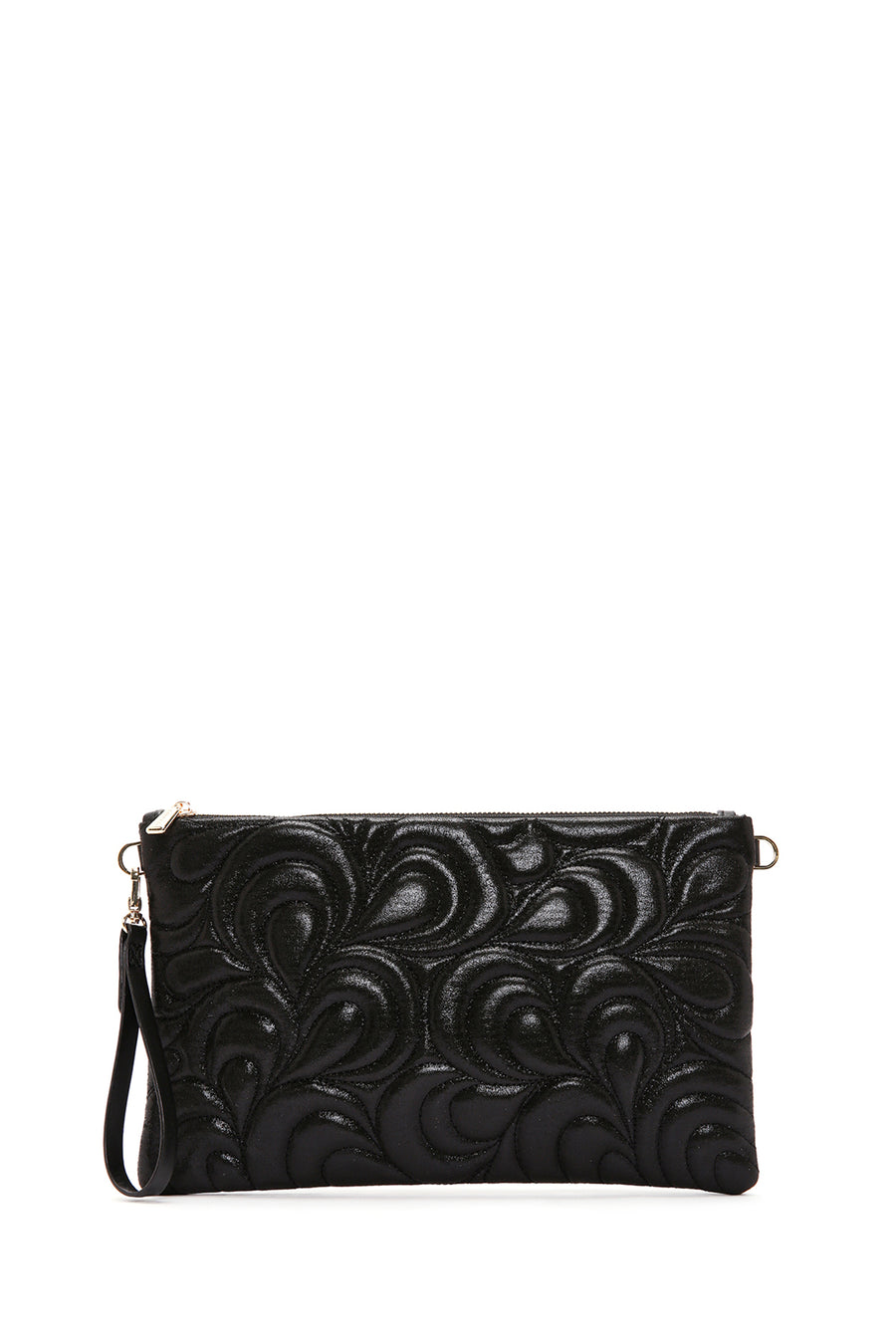 Women's Black Long Chain Strap Quilted Clutch Bag