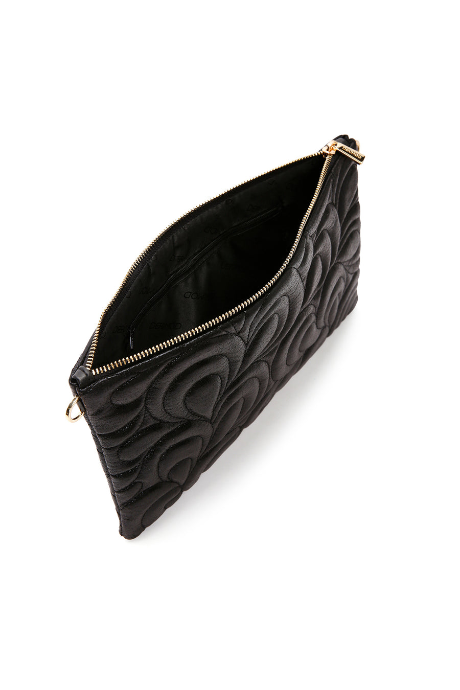 Women's Black Long Chain Strap Quilted Clutch Bag