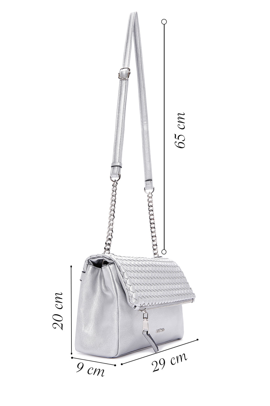 Women's Silver Long Strap Metallic Crossbody Bag