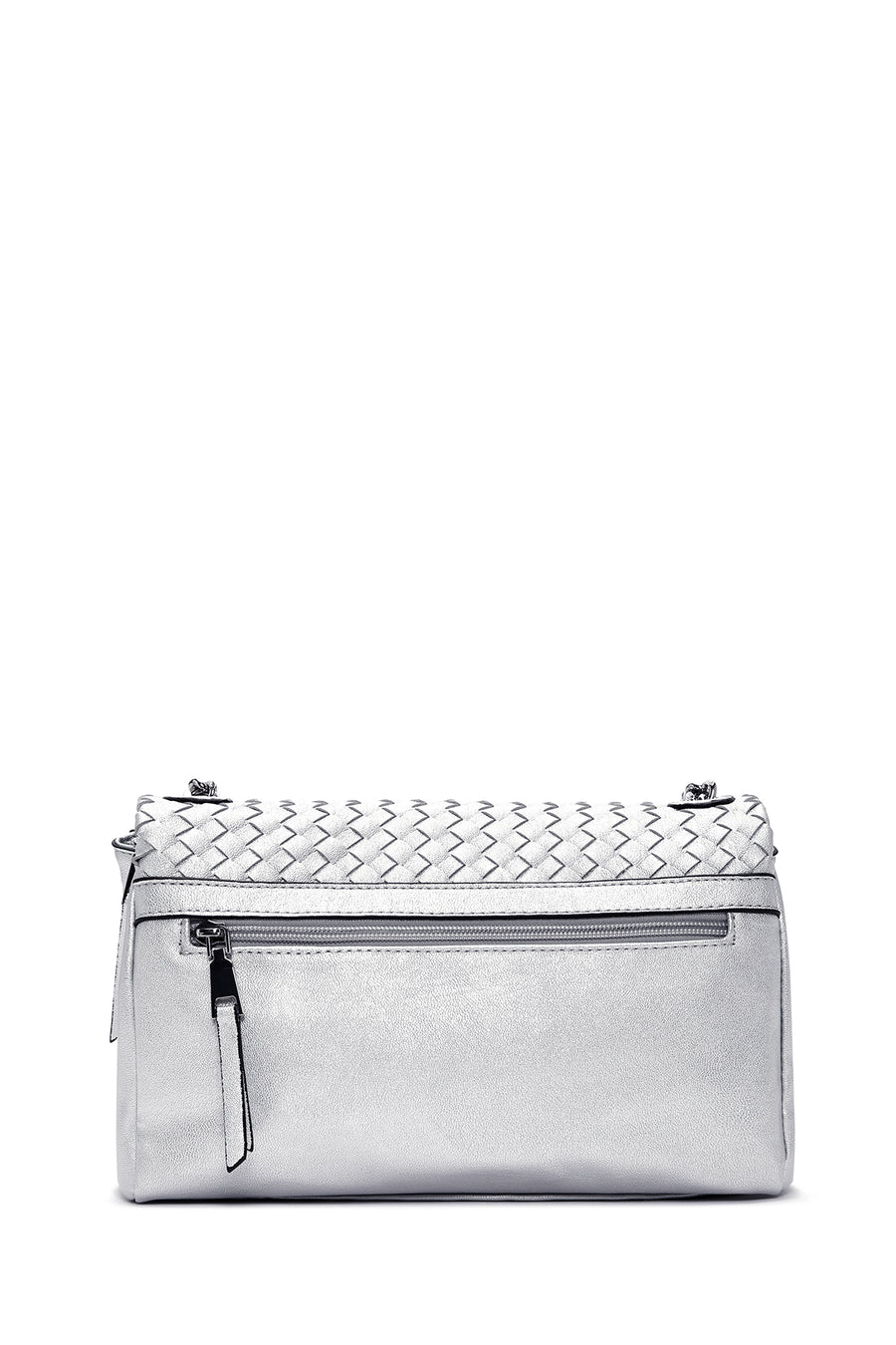Women's Silver Long Strap Metallic Crossbody Bag