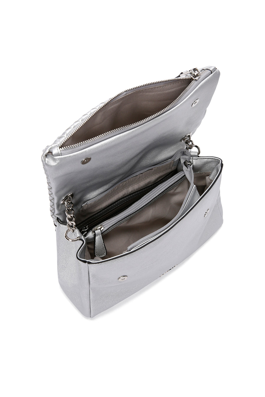 Women's Silver Long Strap Metallic Crossbody Bag