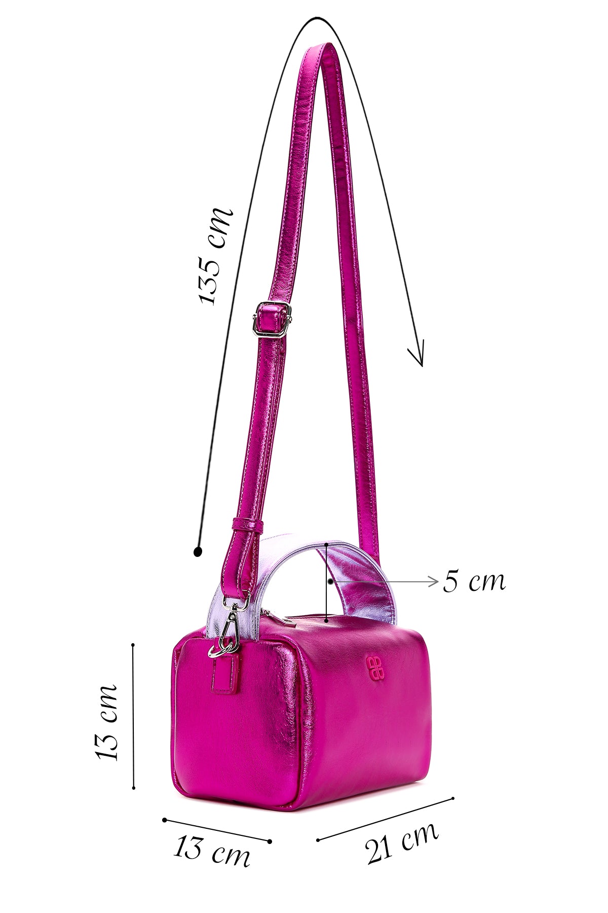 Kadın Pembe Uzun Askılı Metalik Çapraz Çanta