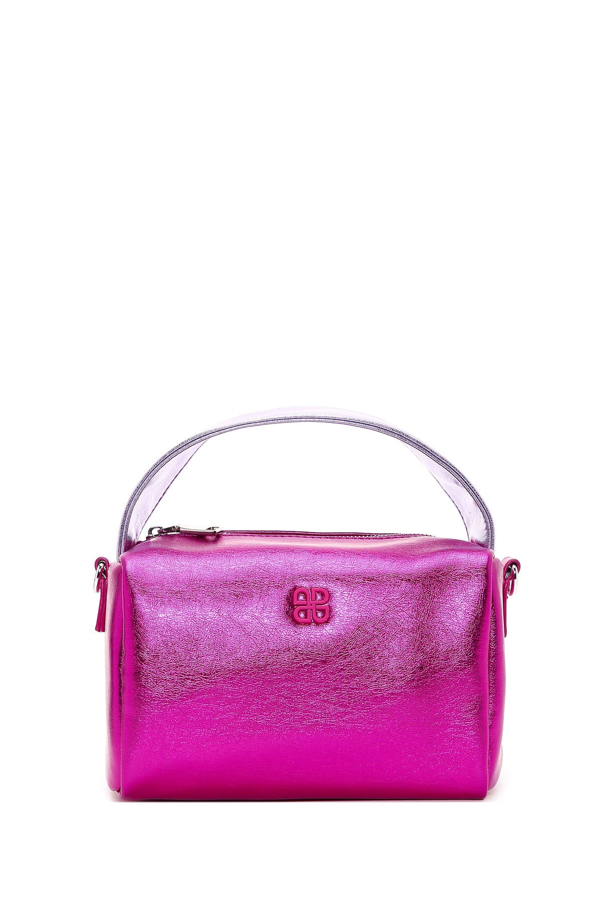 Kadın Pembe Uzun Askılı Metalik Çapraz Çanta