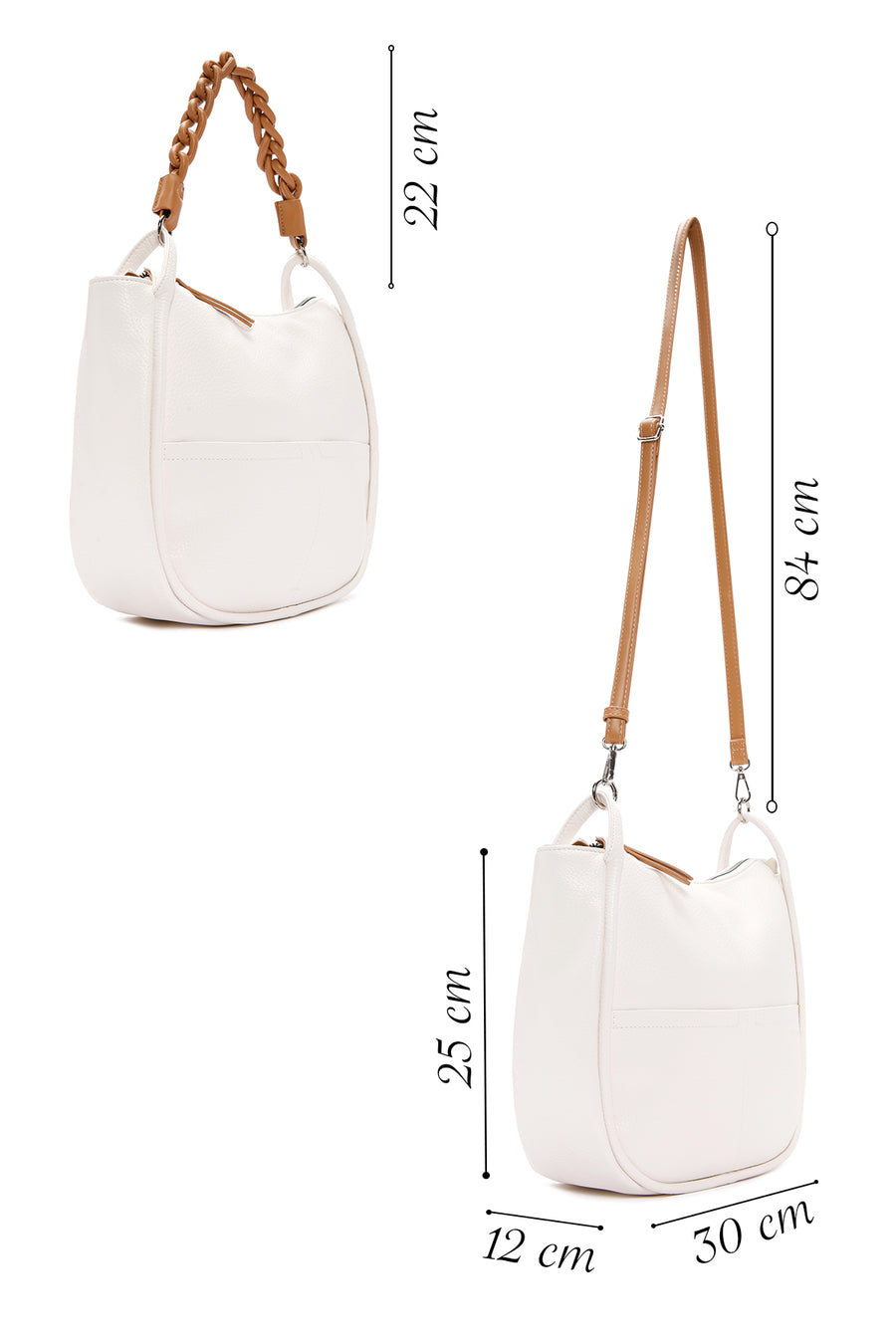 Women's Cream Long Strap Shoulder Bag