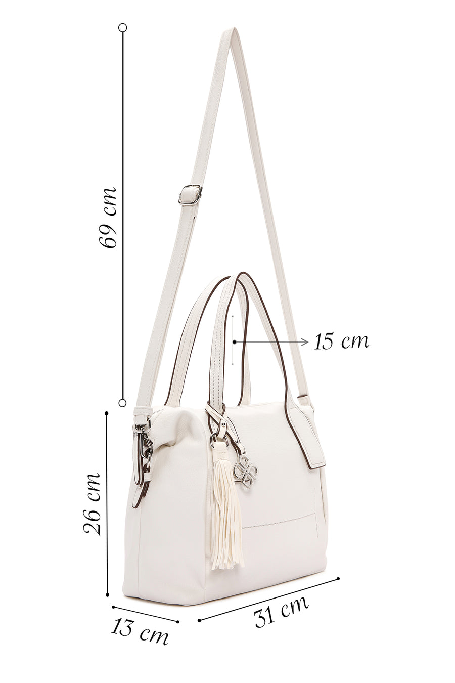 Women's Cream Long Strap Shoulder Bag
