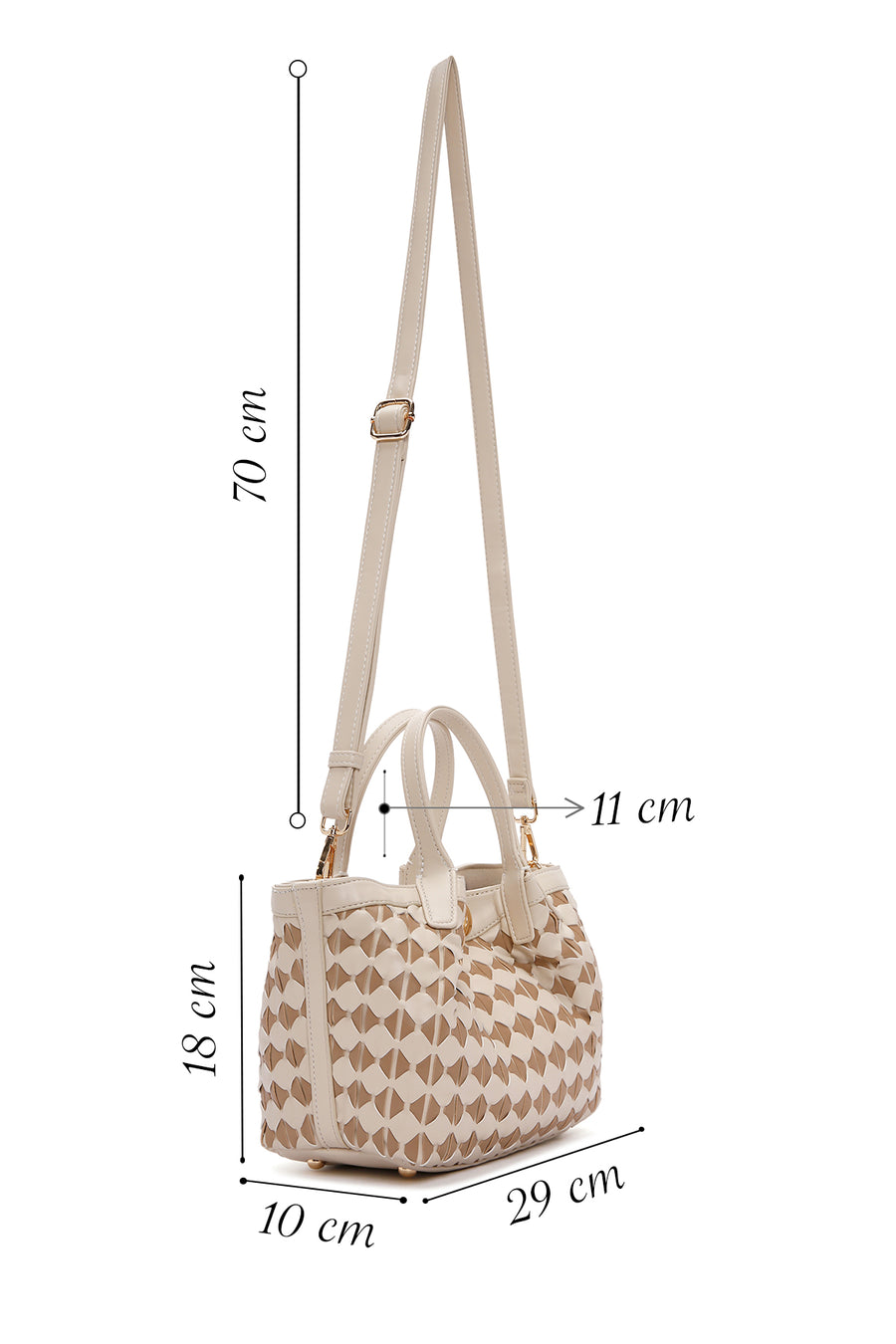 Women's Cream Long Strap Shoulder Bag