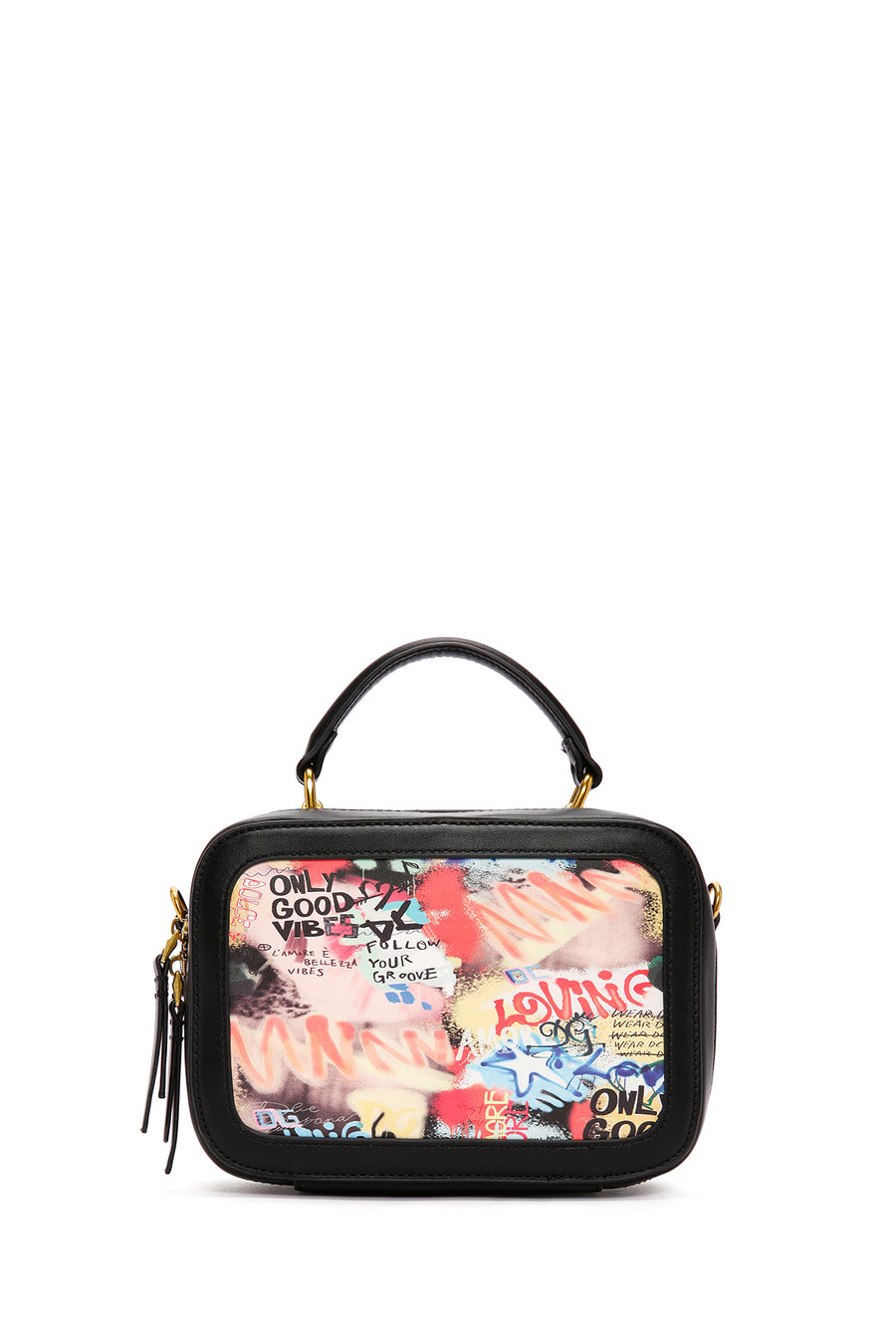 Women's Black Long Strap Printed Shoulder Bag