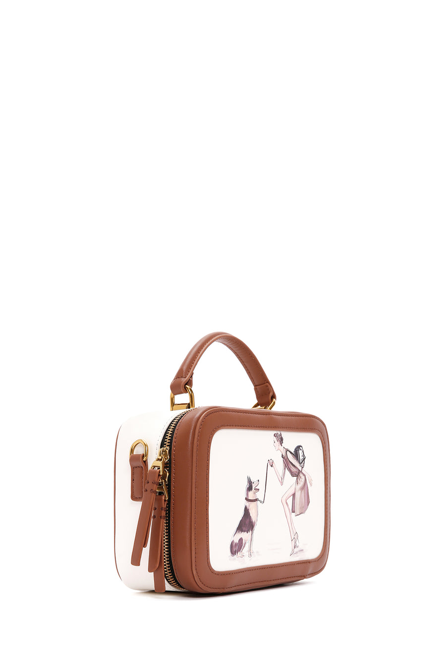 Women's Beige Long Strap Printed Shoulder Bag