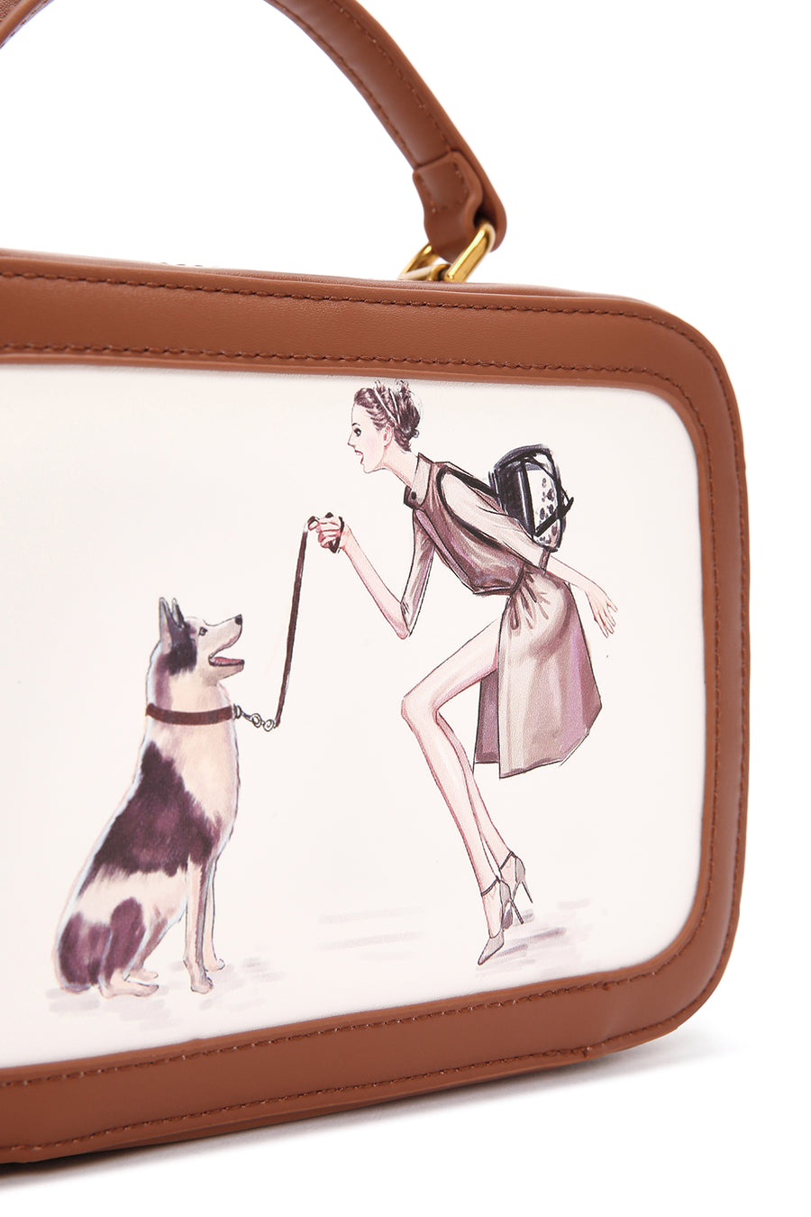 Women's Beige Long Strap Printed Shoulder Bag