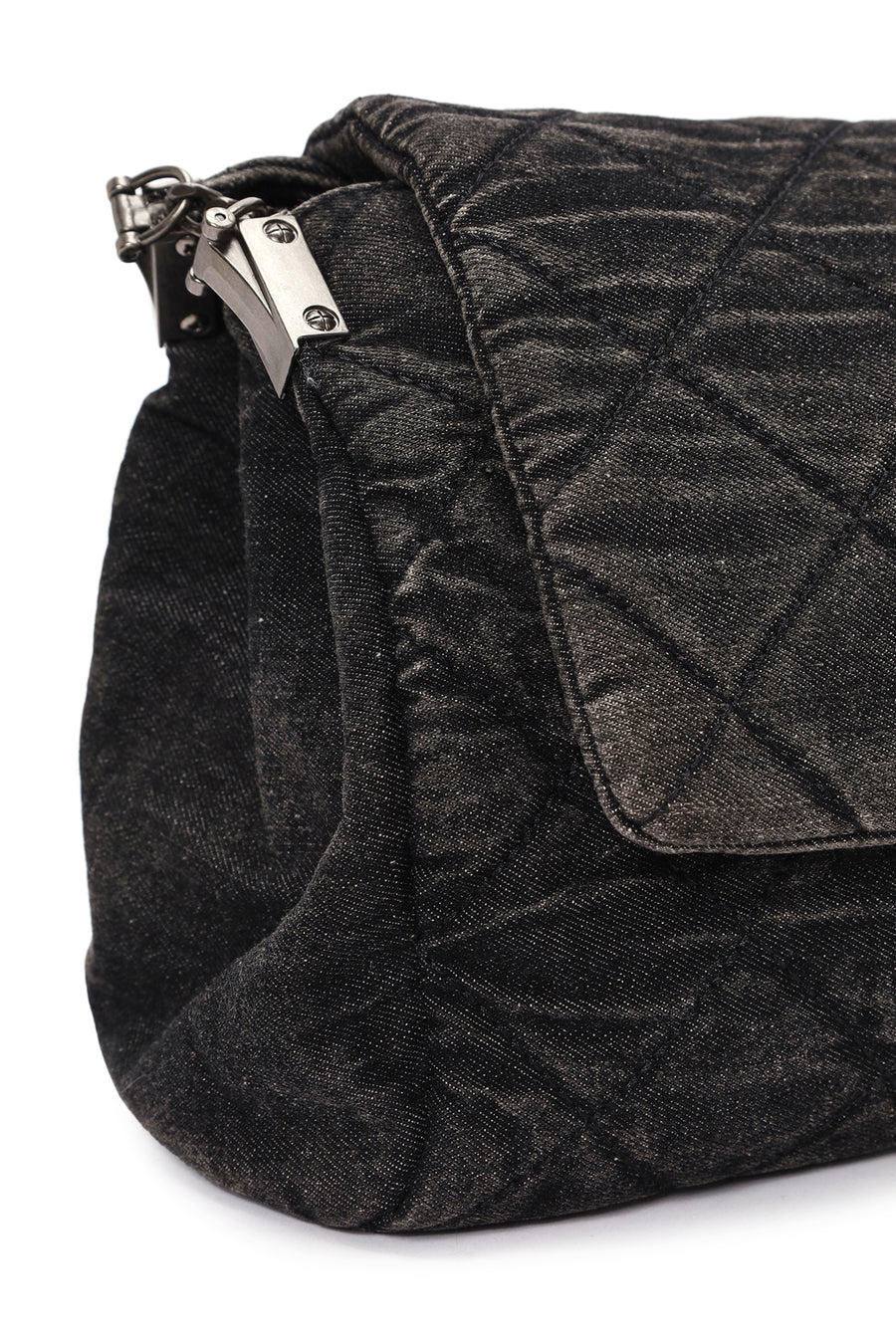 Women's Black Long Strap Denim Shoulder Bag