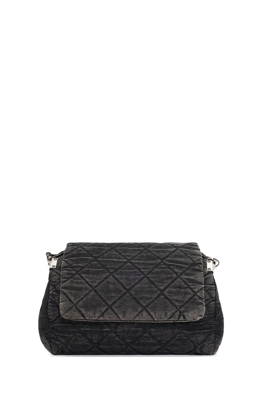 Women's Black Long Strap Denim Shoulder Bag