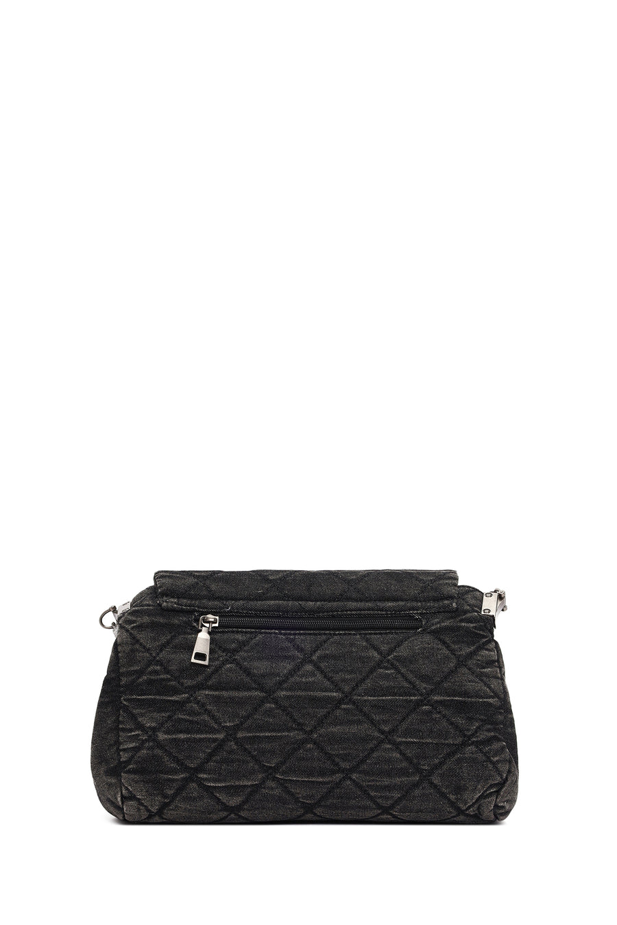 Women's Black Long Strap Denim Shoulder Bag