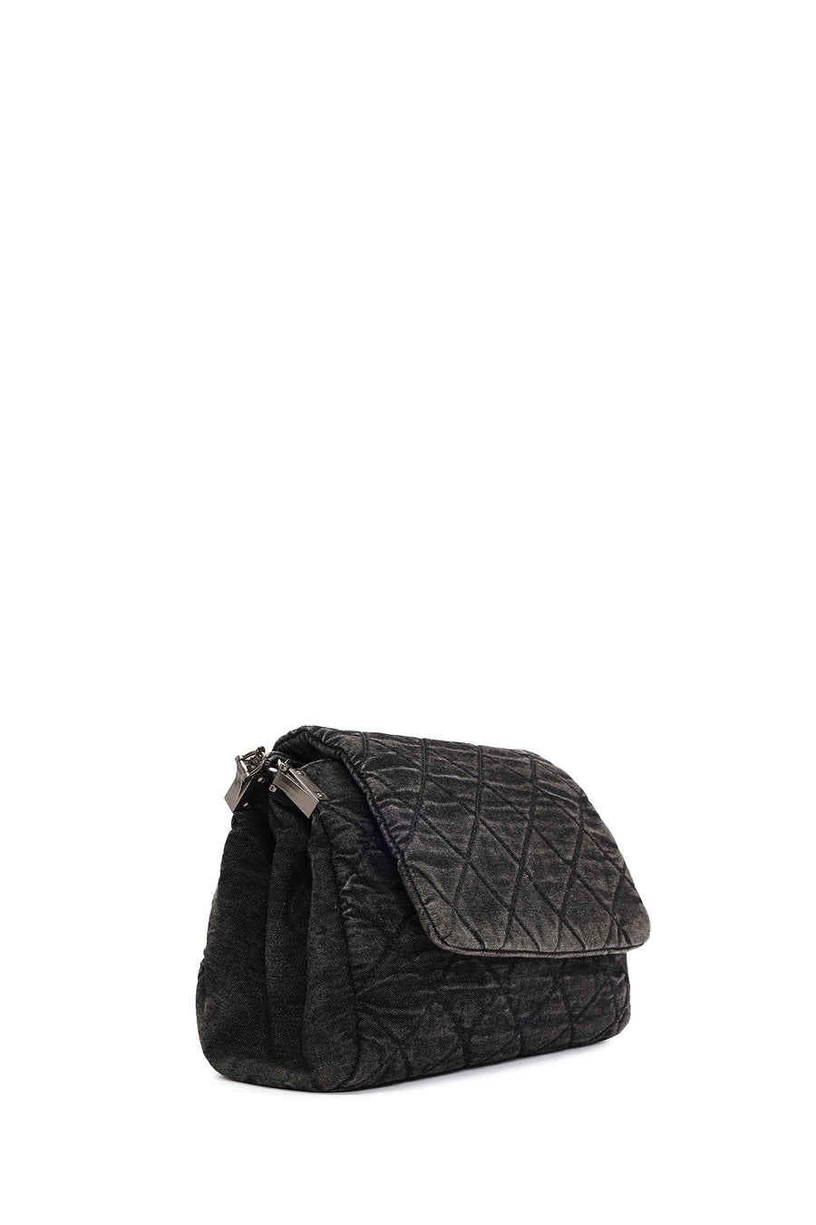 Women's Black Long Strap Denim Shoulder Bag
