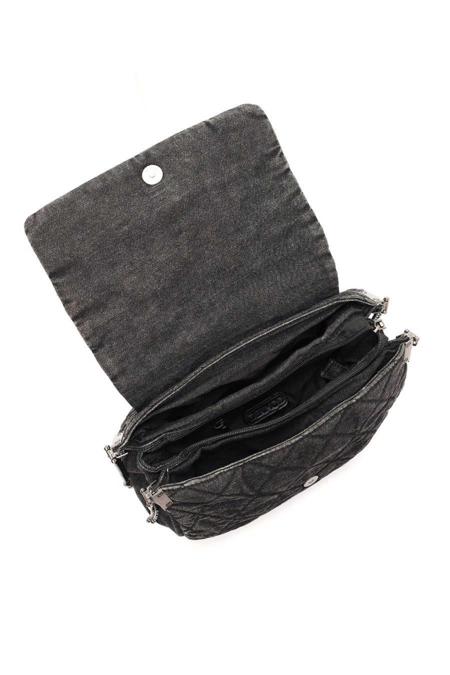 Women's Black Long Strap Denim Shoulder Bag