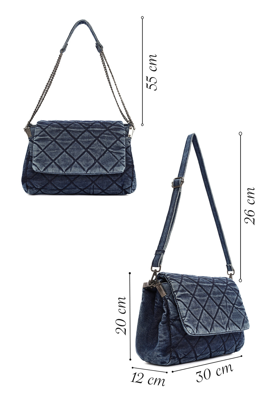 Women's Blue Long Strap Jean Shoulder Bag