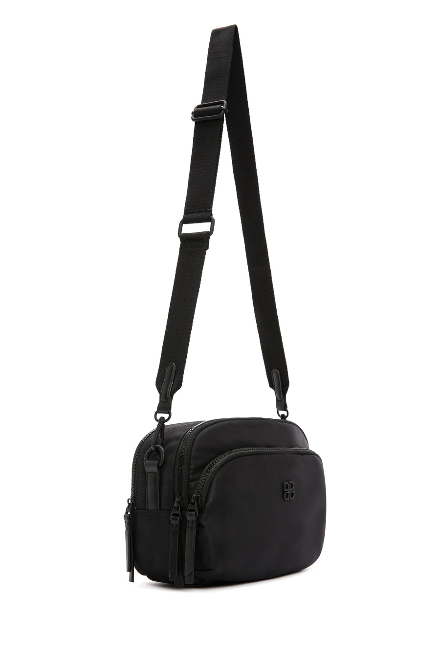Women's Black Long Strap Fabric Crossbody Bag