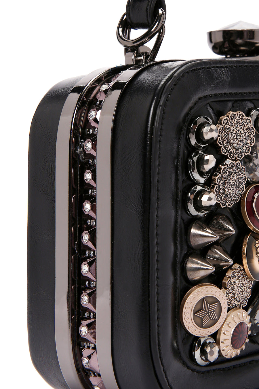 Women's Black Long Strap Stone Bag
