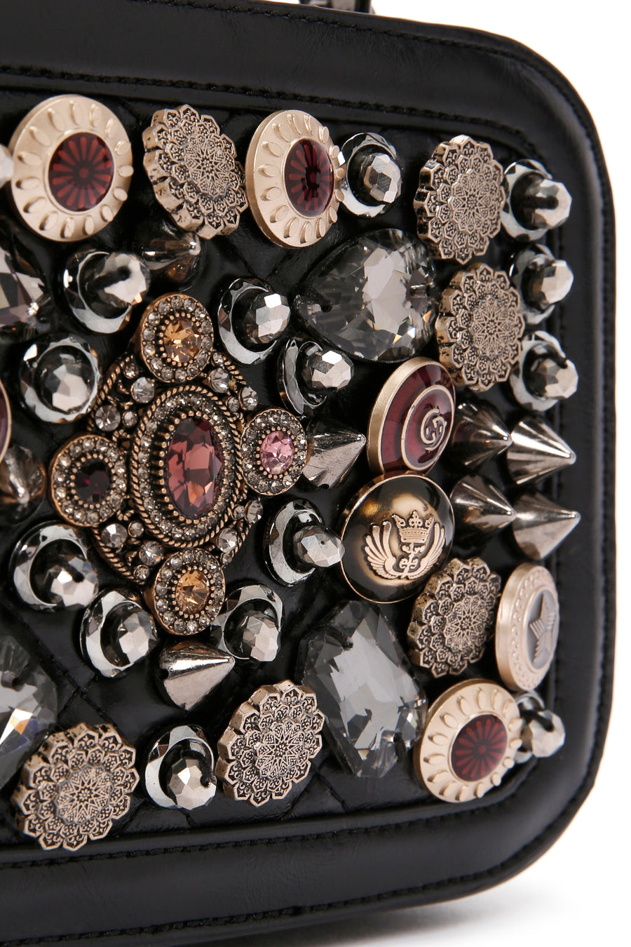 Women's Black Long Strap Stone Bag