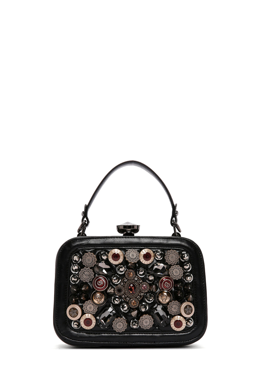 Women's Black Long Strap Stone Bag