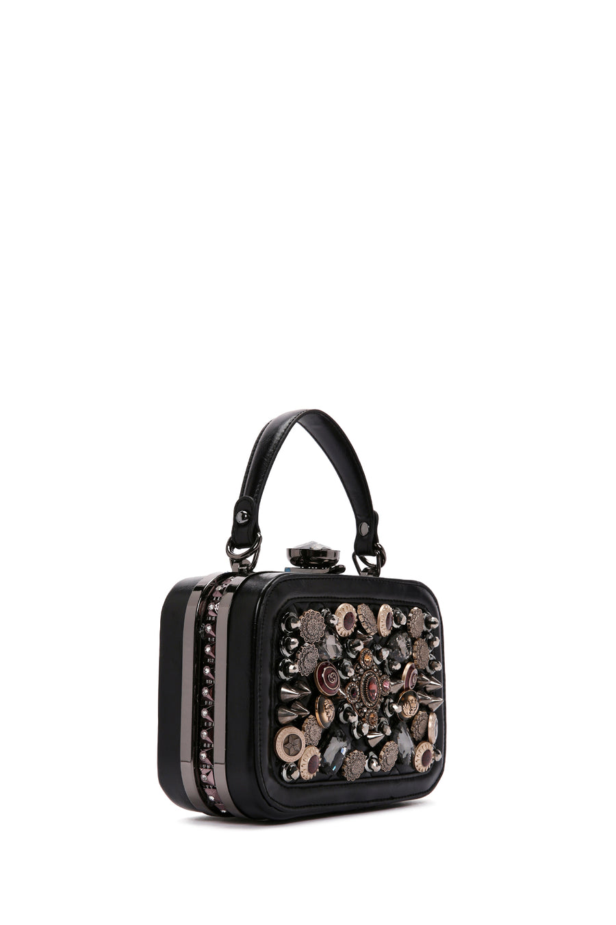 Women's Black Long Strap Stone Bag