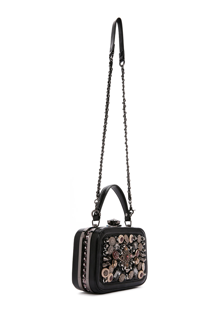 Women's Black Long Strap Stone Bag