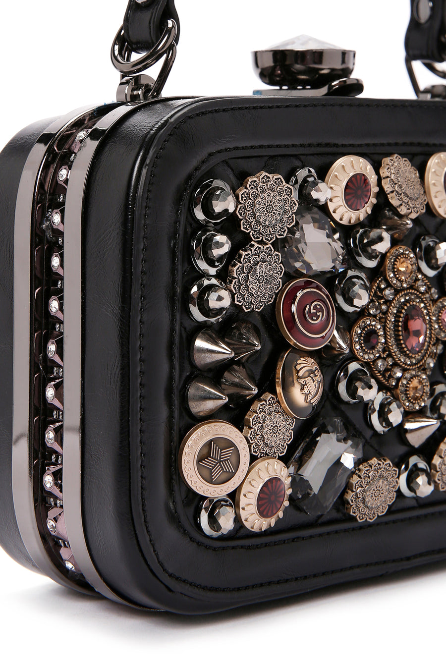 Women's Black Long Strap Stone Bag