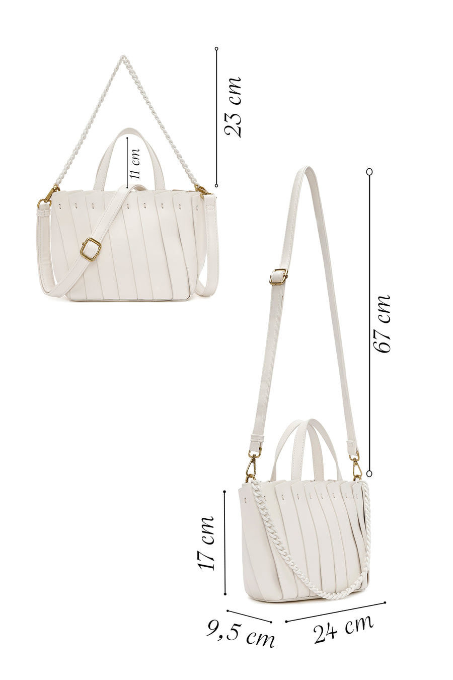 Women's Cream Long Strap Shoulder Bag