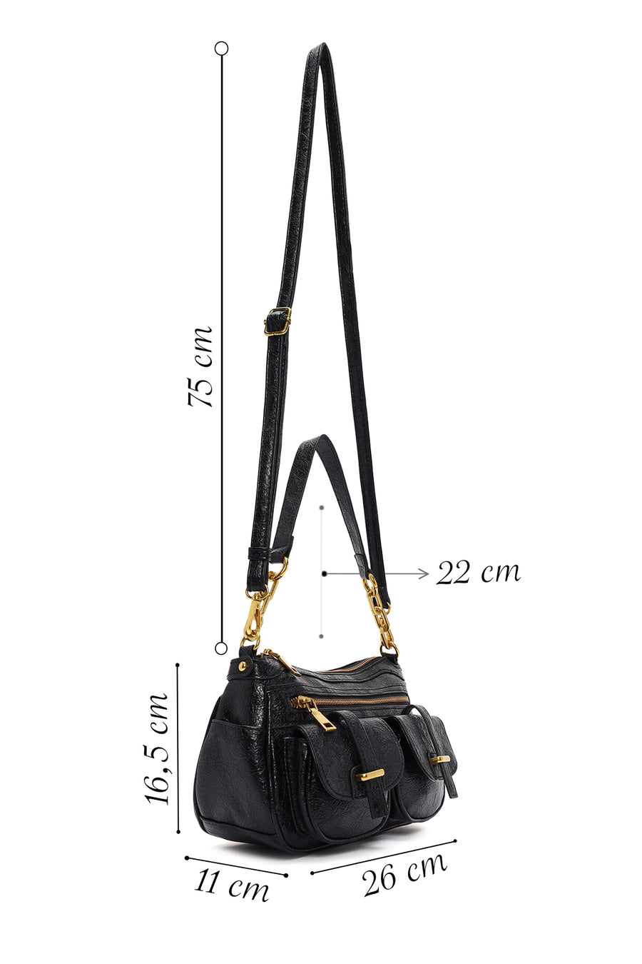 Women's Black Long Strap Shoulder Bag