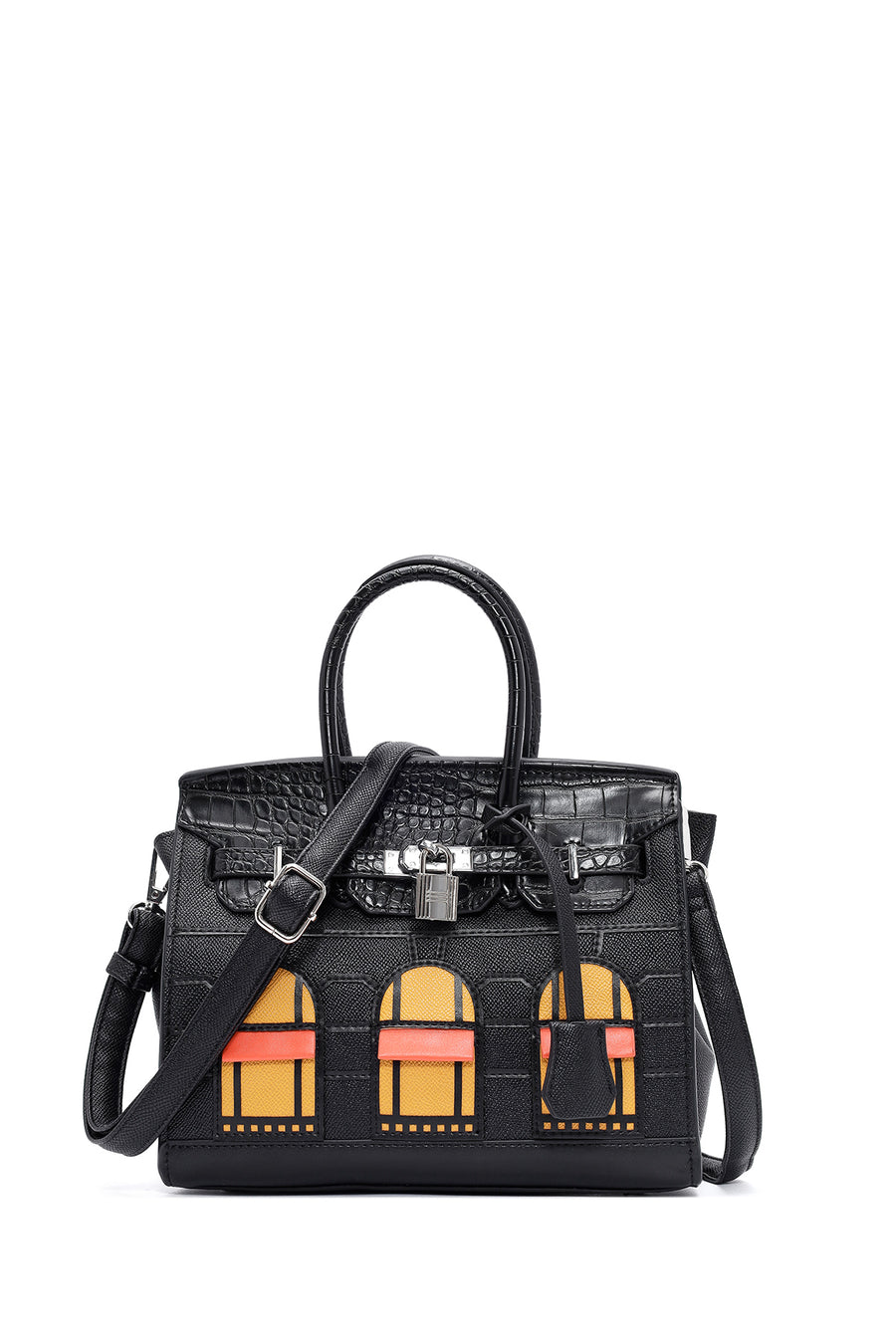 Women's Black Long Strap Patterned Shoulder Bag 24SBD254926 | Derimod