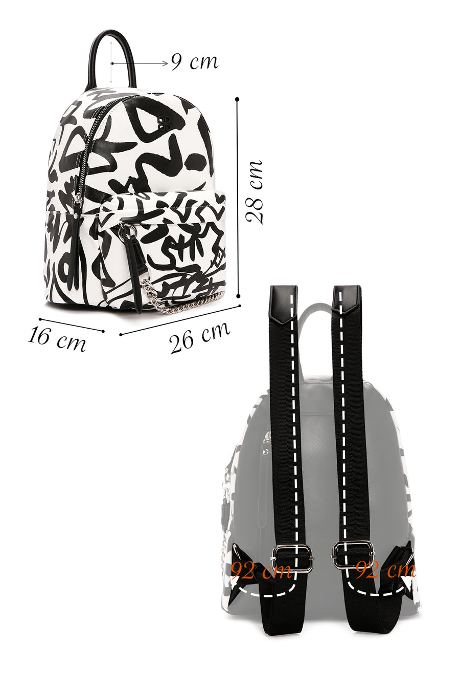 Women's Black Printed Backpack