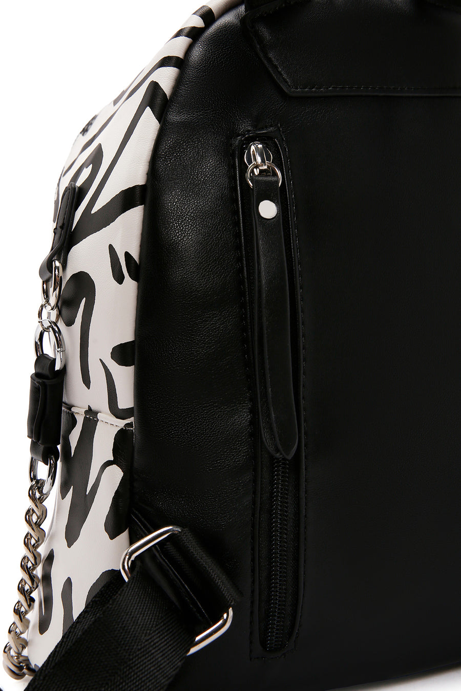 Women's Black Printed Backpack