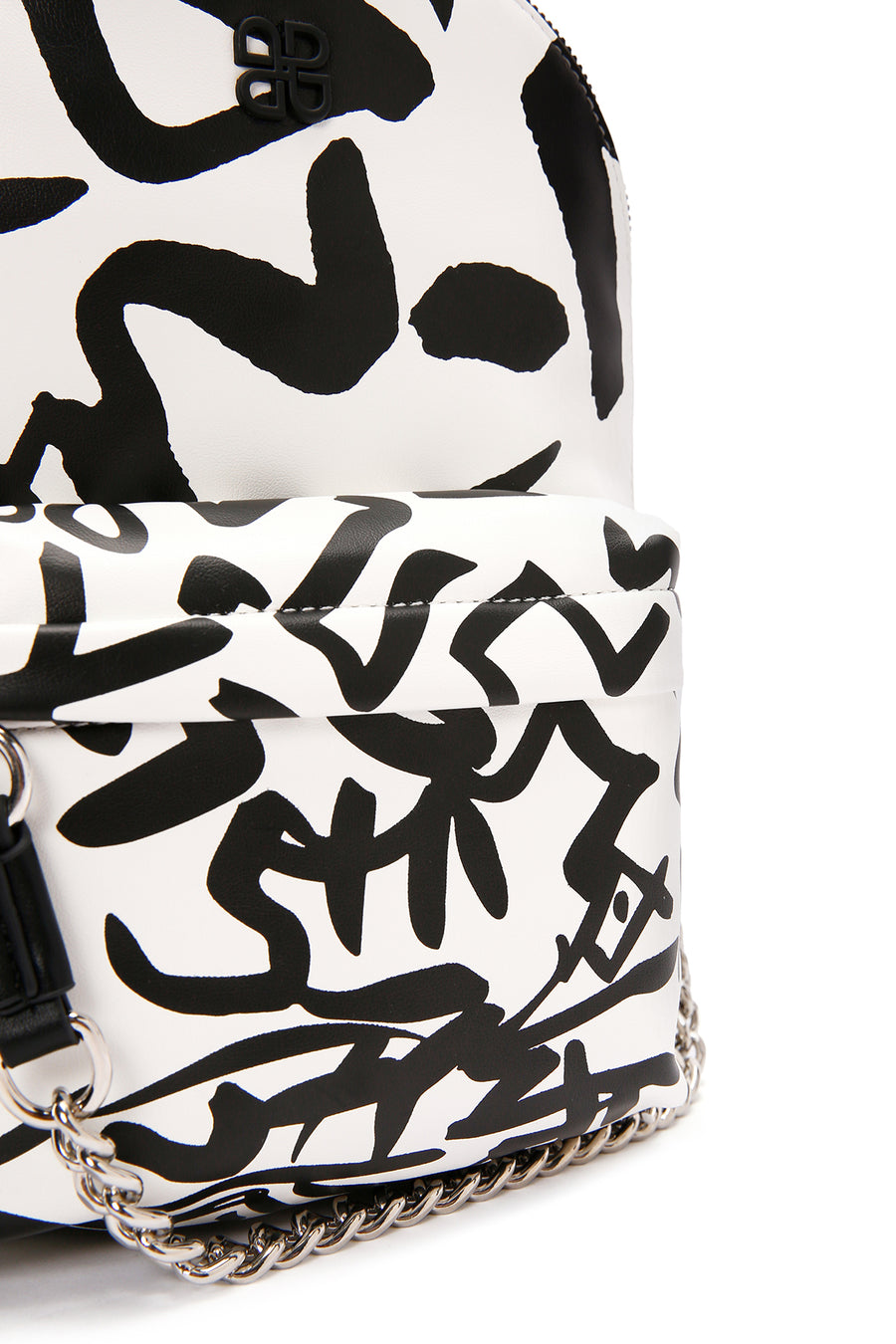 Women's Black Printed Backpack