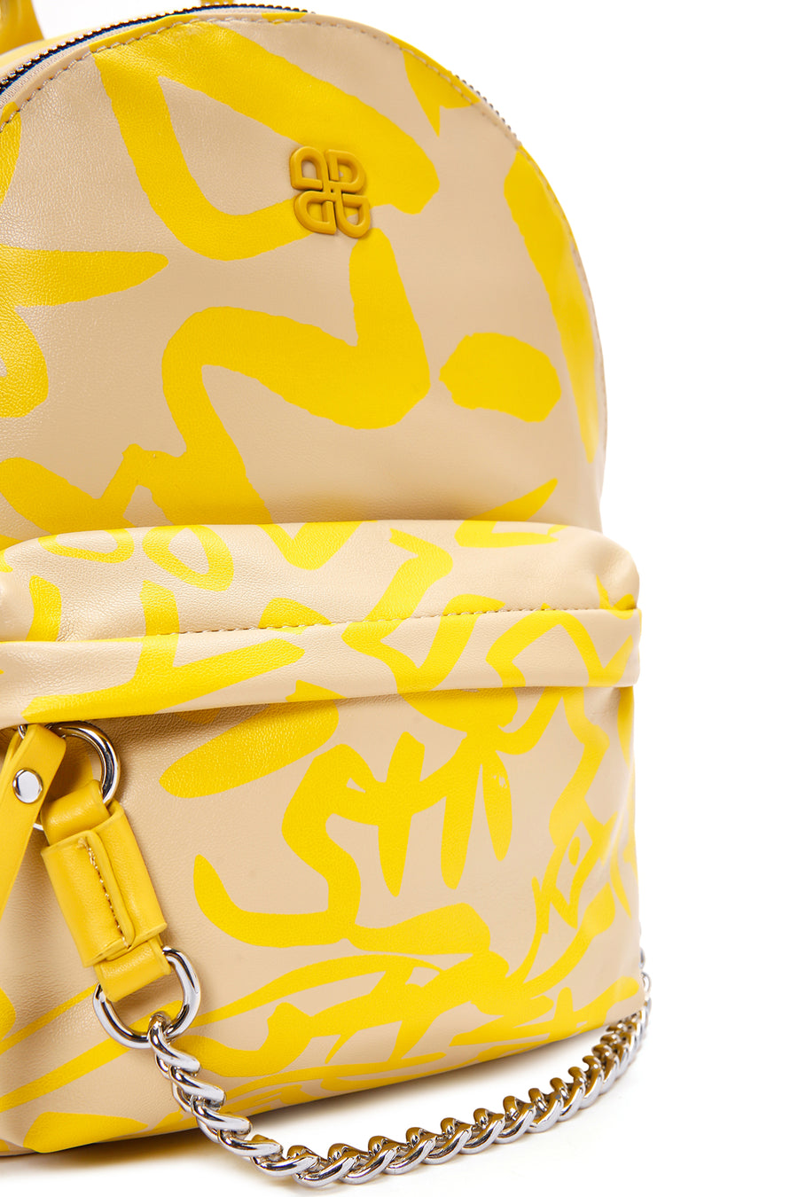 Women's Yellow Printed Backpack