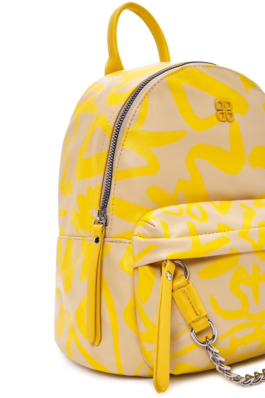 Women's Yellow Printed Backpack