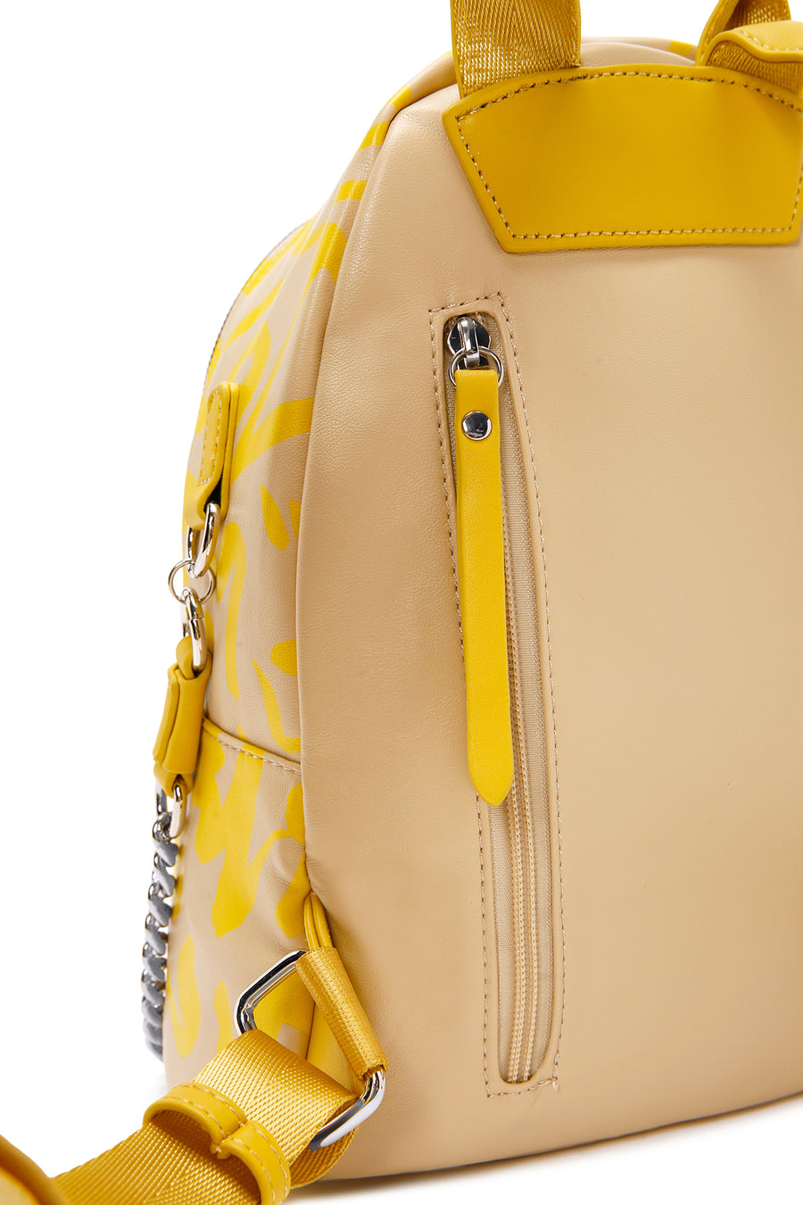 Women's Yellow Printed Backpack