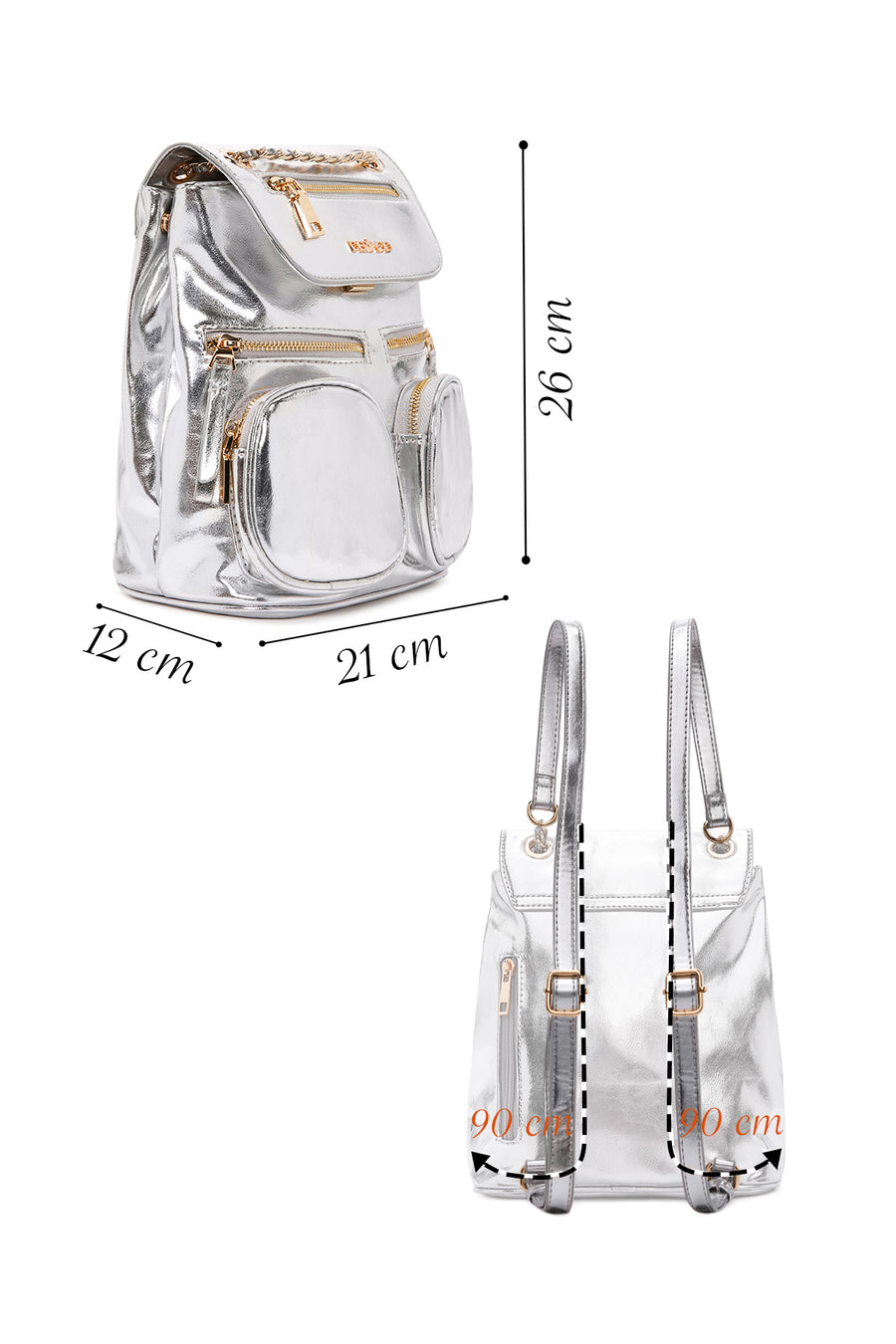 Women's Silver Metallic Backpack