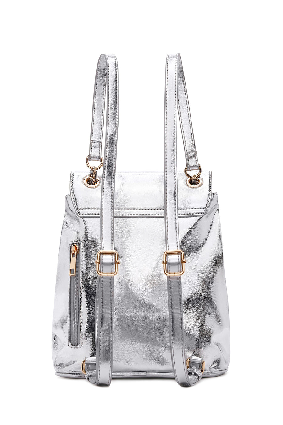 Women's Silver Metallic Backpack
