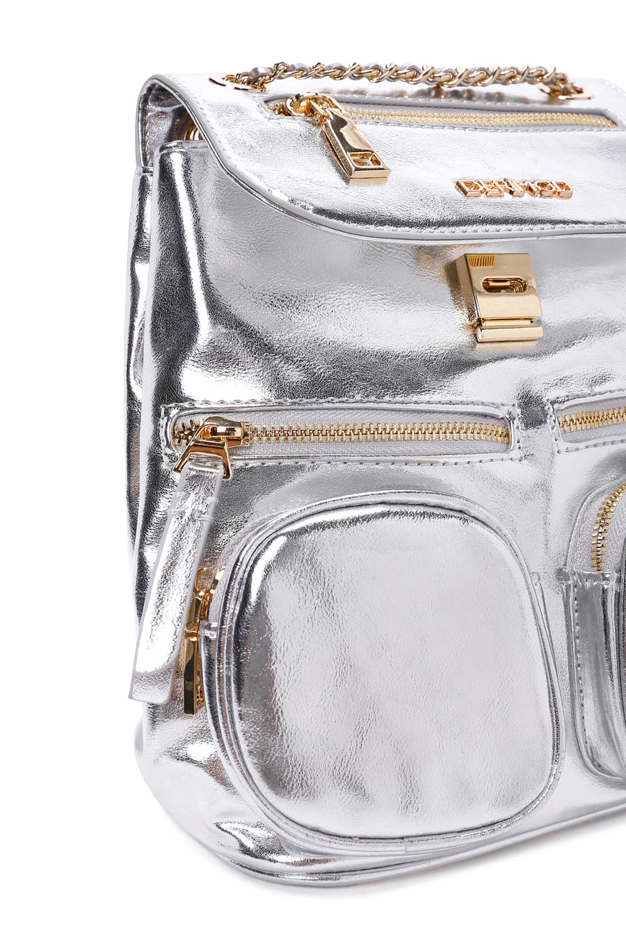 Women's Silver Metallic Backpack