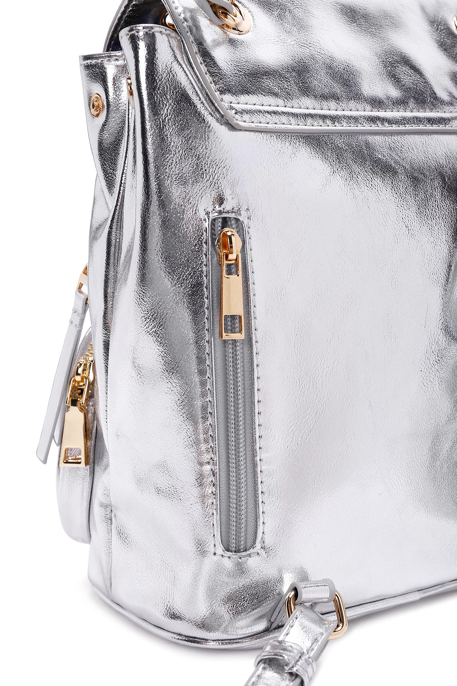 Women's Silver Metallic Backpack
