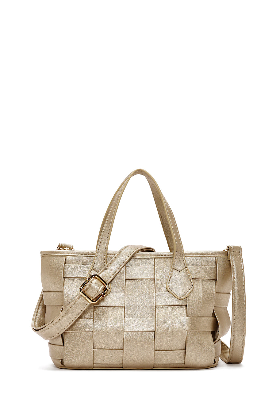 Women's Gold Long Strap Knitted Patterned Crossbody Bag 24SBD260029 | Derimod