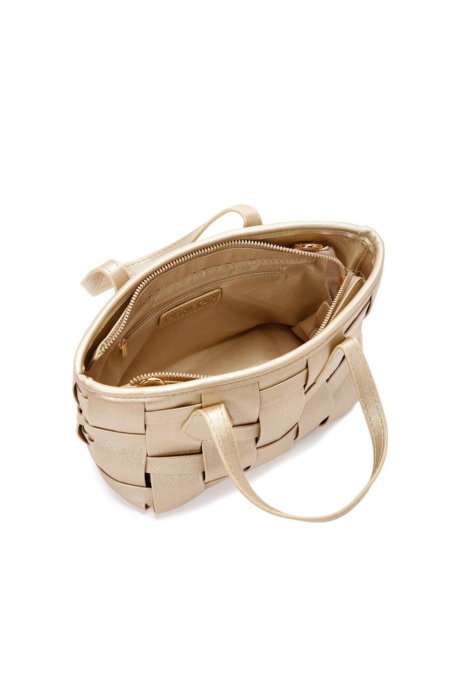 Women's Gold Long Strap Knitted Patterned Crossbody Bag